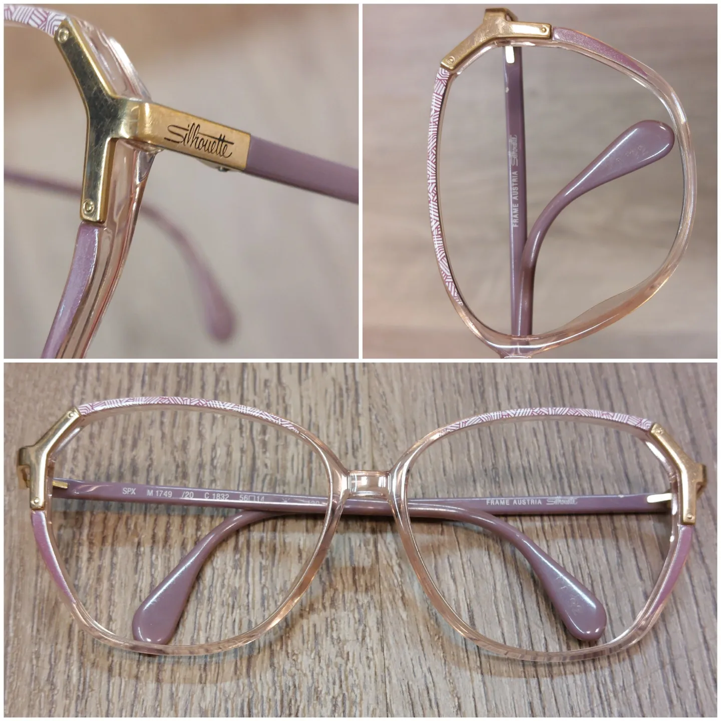 Silhouette vintage bril detail, roze en goud